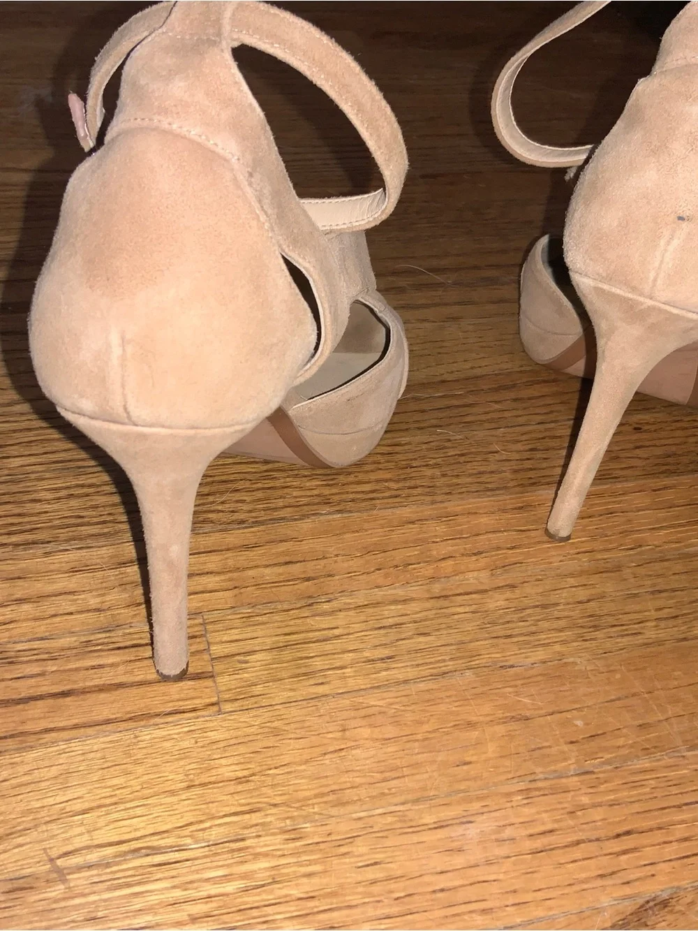 Michael Kors Suede Crisscross Ankle-Strap Heels in Beige